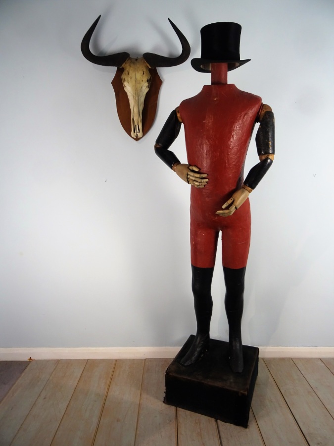 Painted Papier Mache Red and Black Mannequin  (25).JPG